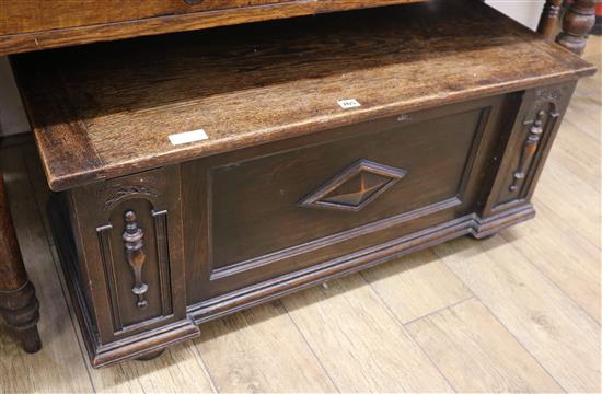 A small oak coffer, 103cm wide